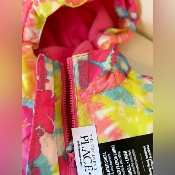NWT THE CHILDREN’S PLACE TIE DYE 3 in 1 SNOW JACKET PINK SZ L